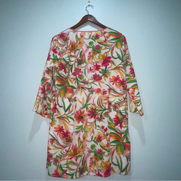 J. Crew Women’s Tunic Top Swim Cover Pink Floral Gauze Size Medium - Picture 2 of 6